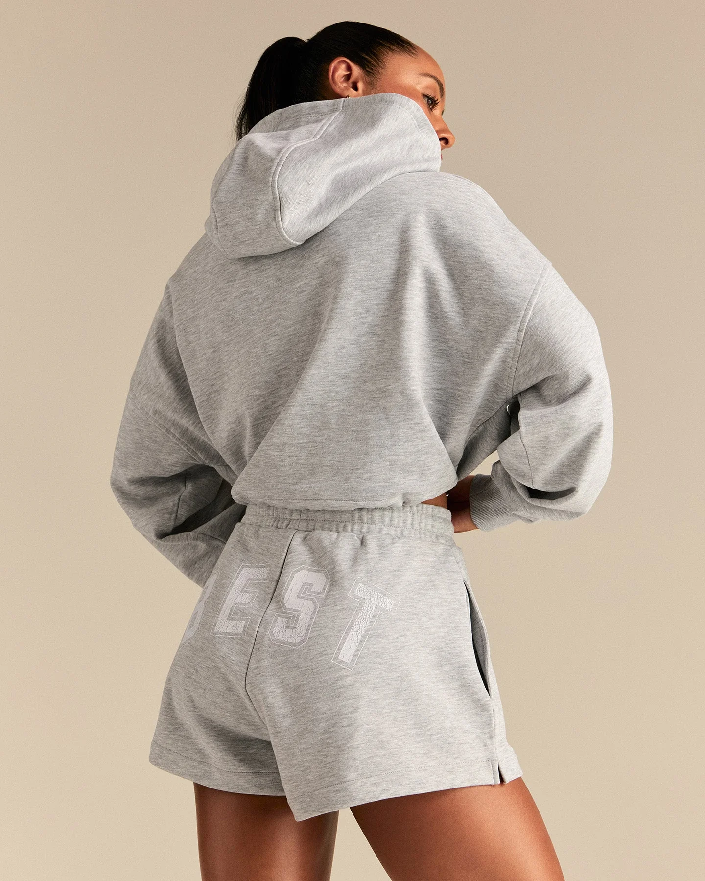 Comfort Lightweight Draw Hem Hoodie | Grey Marl - Image 7