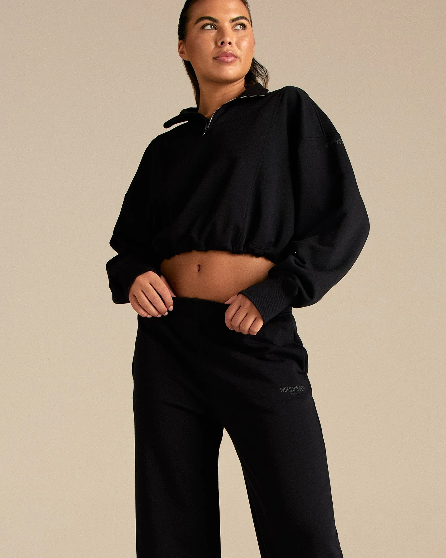 Comfort Lightweight Straight Leg Mid Waist Joggers | Black - Image 3