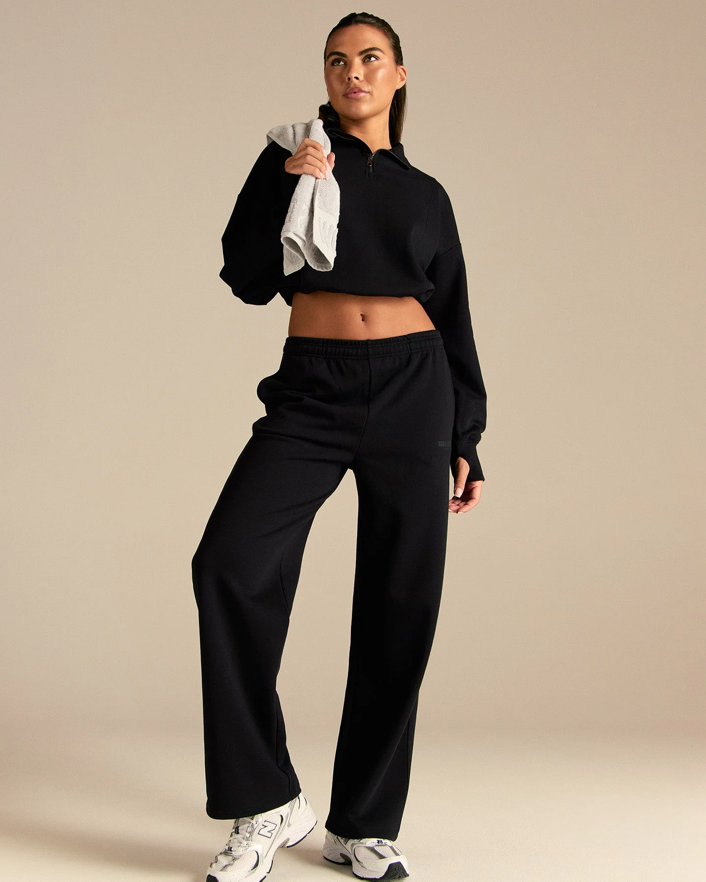Comfort Lightweight Straight Leg Mid Waist Joggers | Black - Image 6