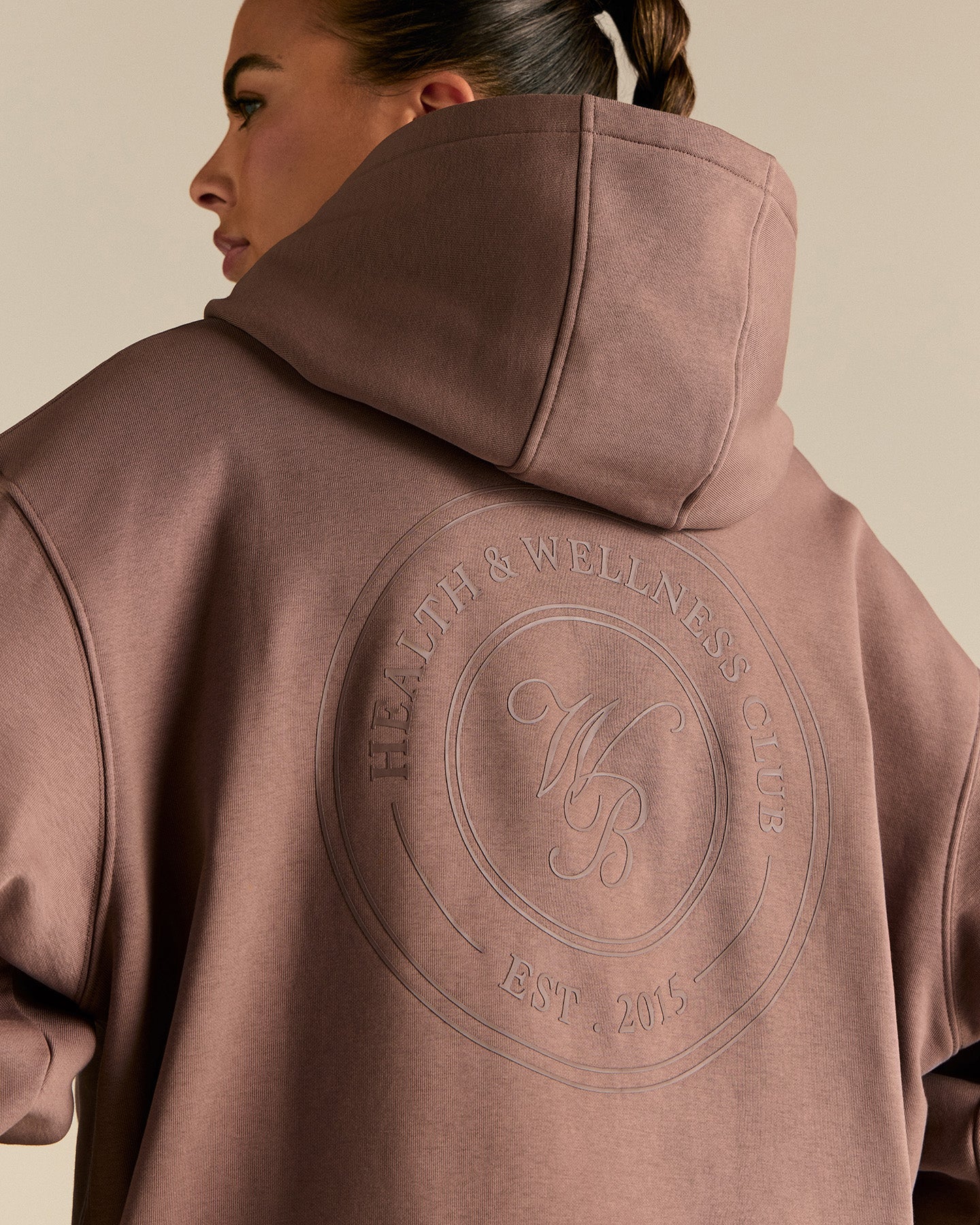 Comfort Oversized Health Club Graphic Hoodie | Mocha - Image 7