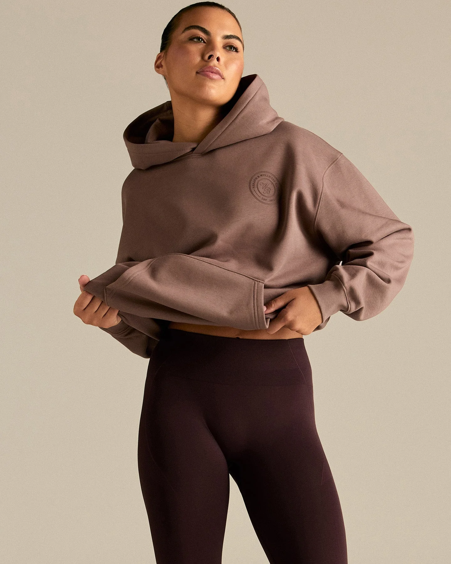 Comfort Oversized Health Club Graphic Hoodie | Mocha - Image 8