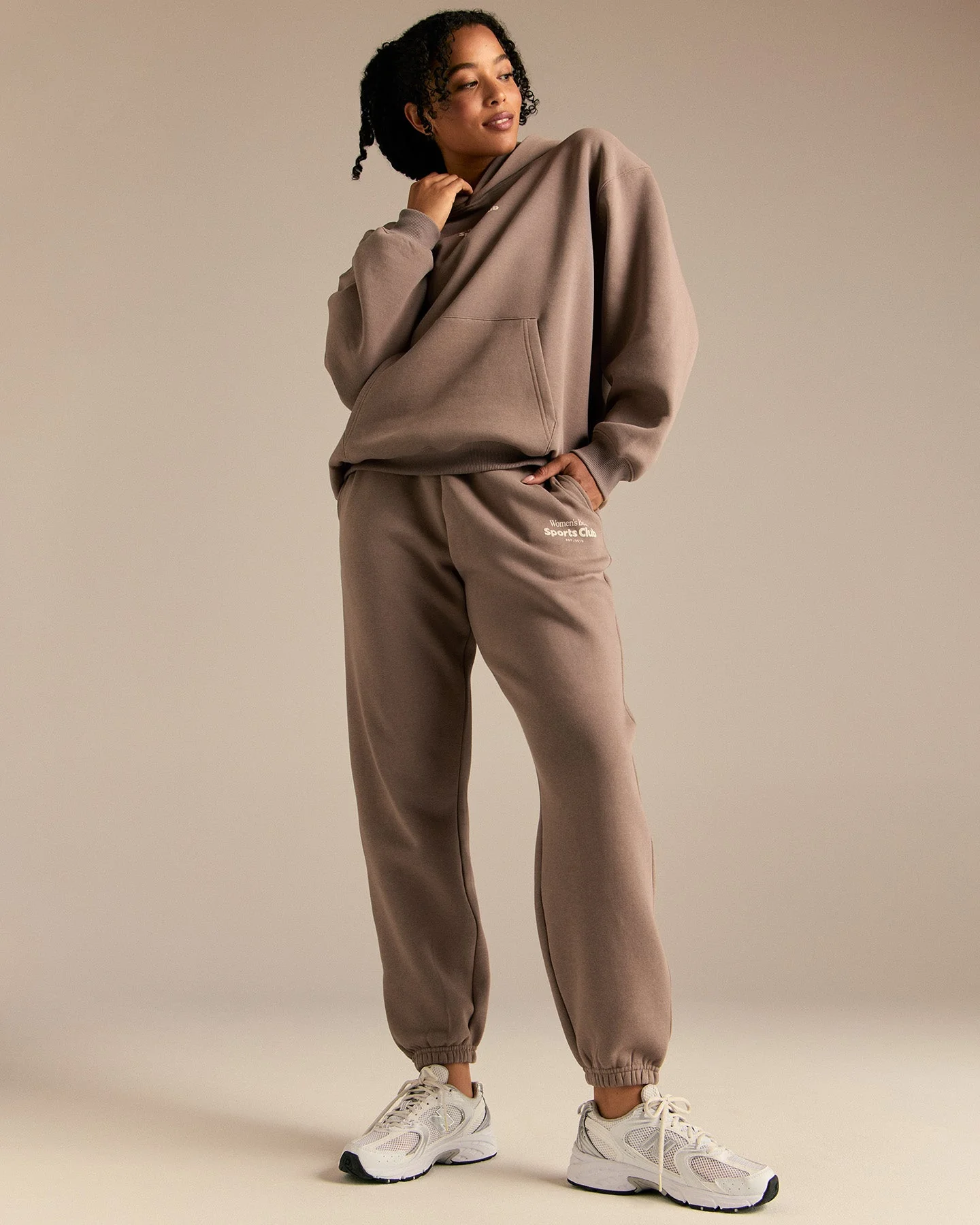 Comfort Oversized Sports Club Hoodie | Taupe Grey - Image 4
