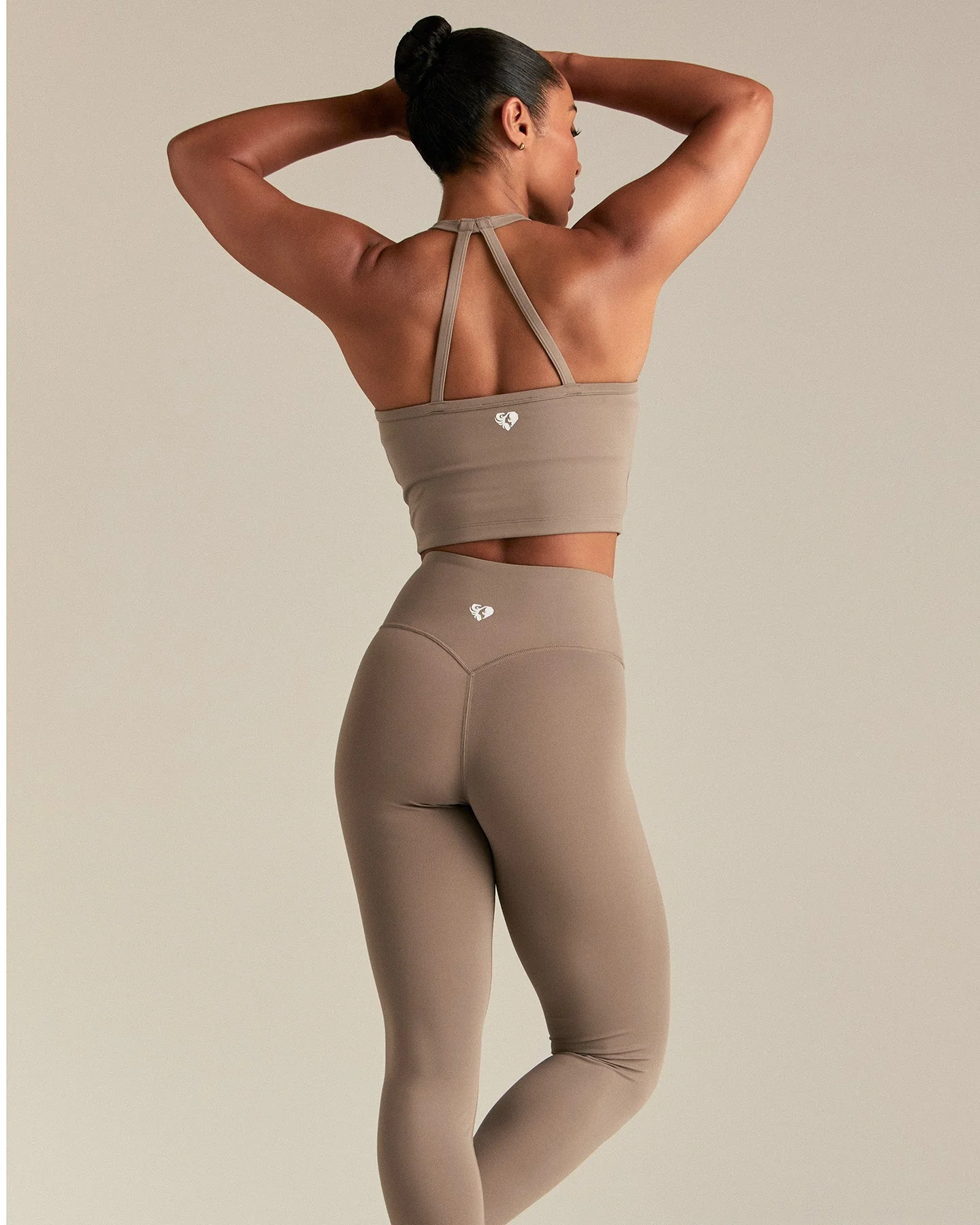 Essential Built-In Bra Crop Tank Top | Taupe Grey - Image 8