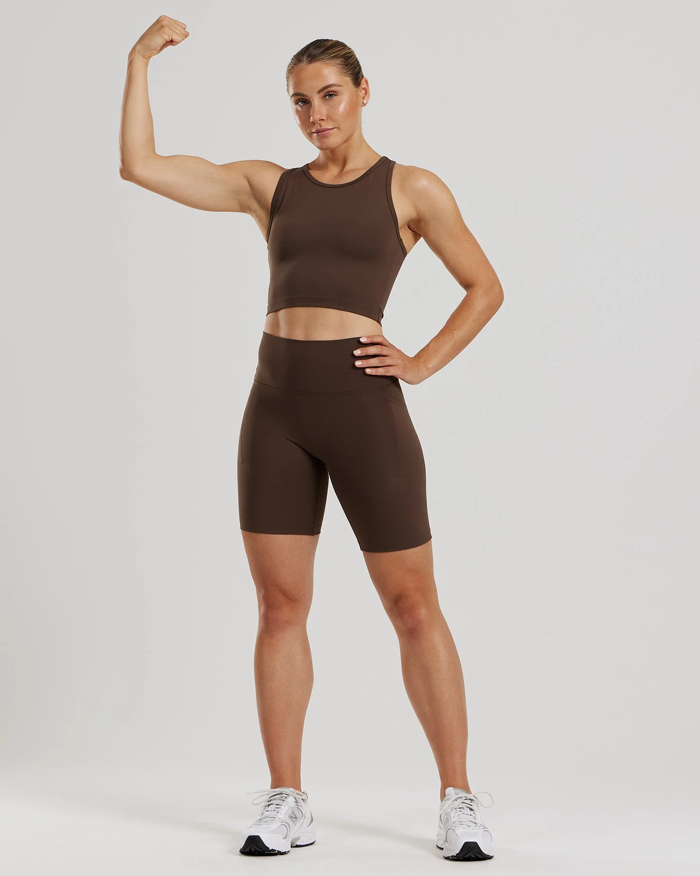 Essential High Waist Cycling Shorts with Pockets | Cocoa - Image 6