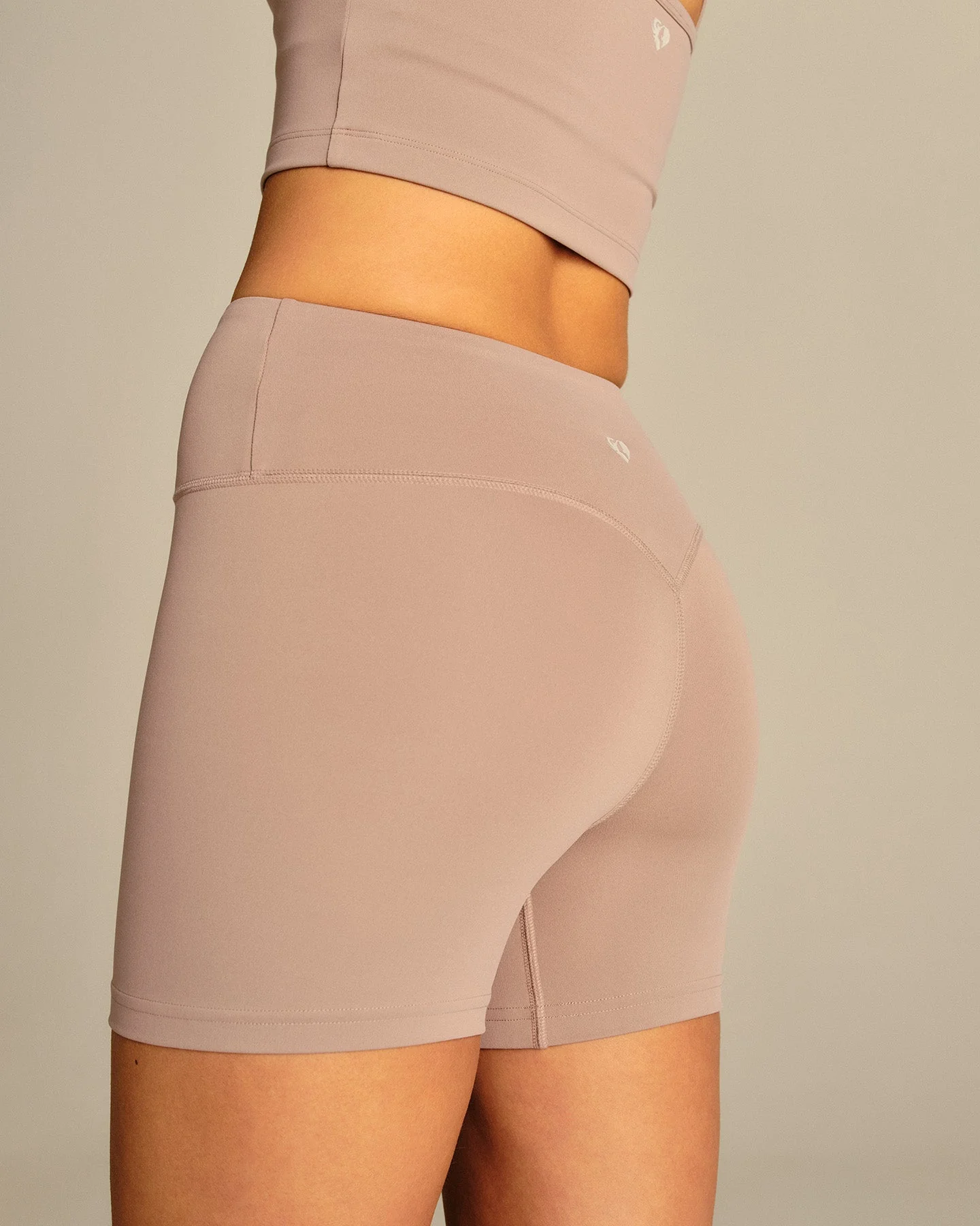 Essential High Waist Shorts | Mauve Taupe - Image 4