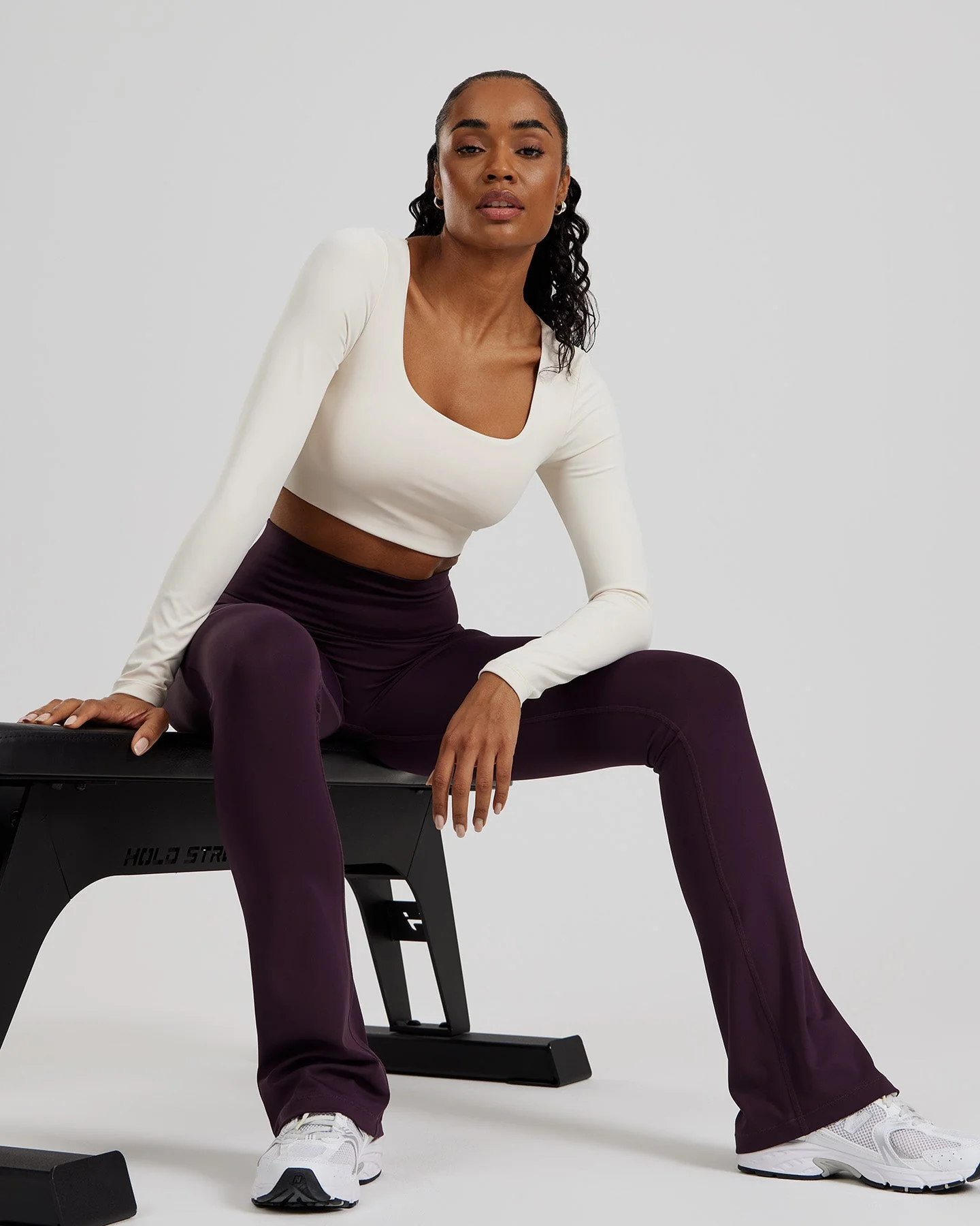 Essential Long Sleeve Built-In Bra Top | Off White - Image 2