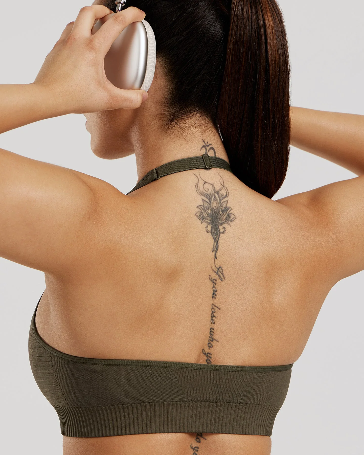 Power Halter Neck Bra | Dark Olive - Image 3