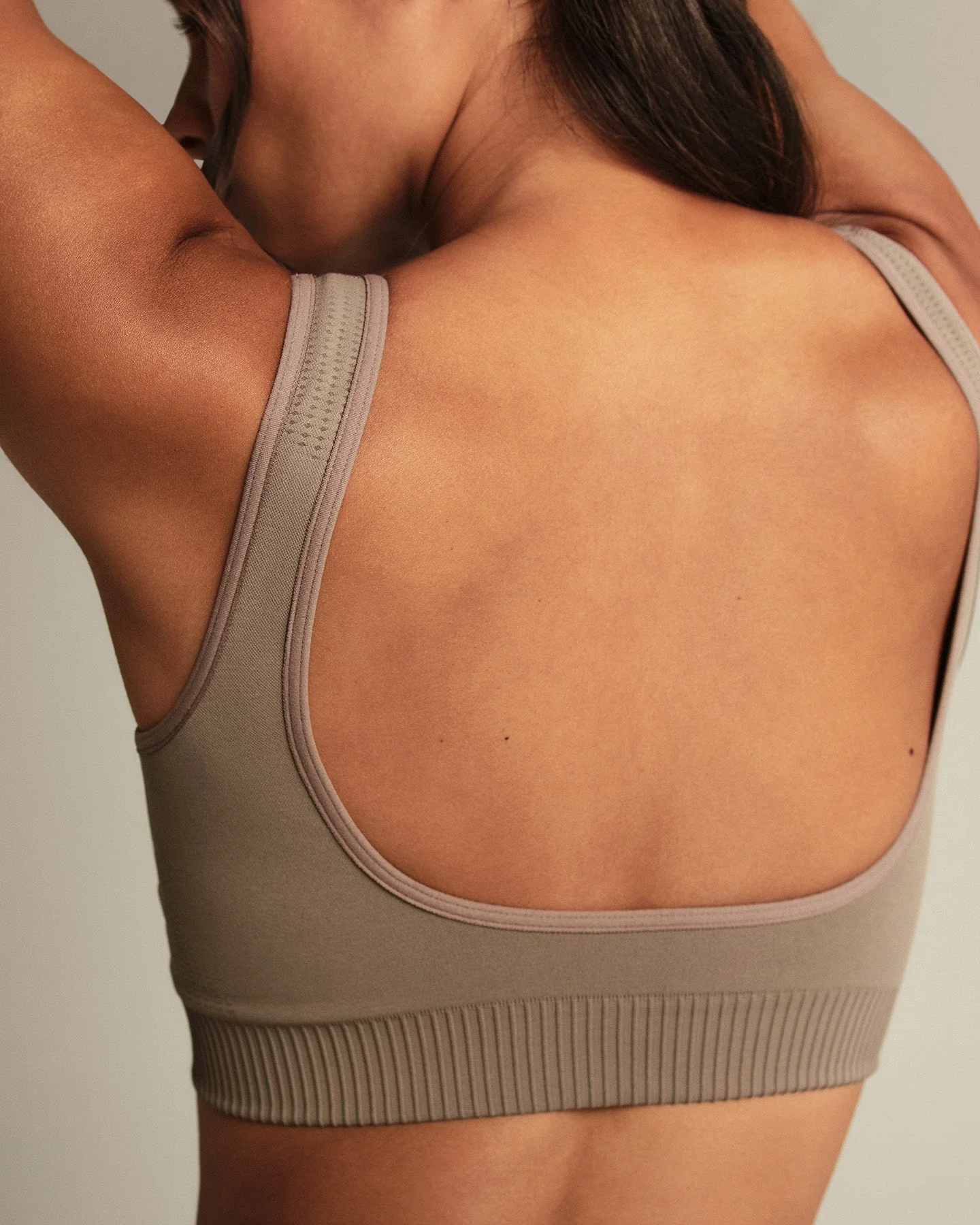 Power Open Back Mini Bra | Taupe Grey - Image 3