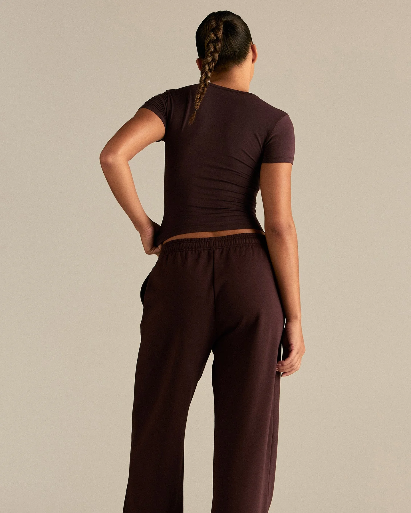 Smooth Contour Midi Short Sleeve T-Shirt | Cafe Noir - Image 3