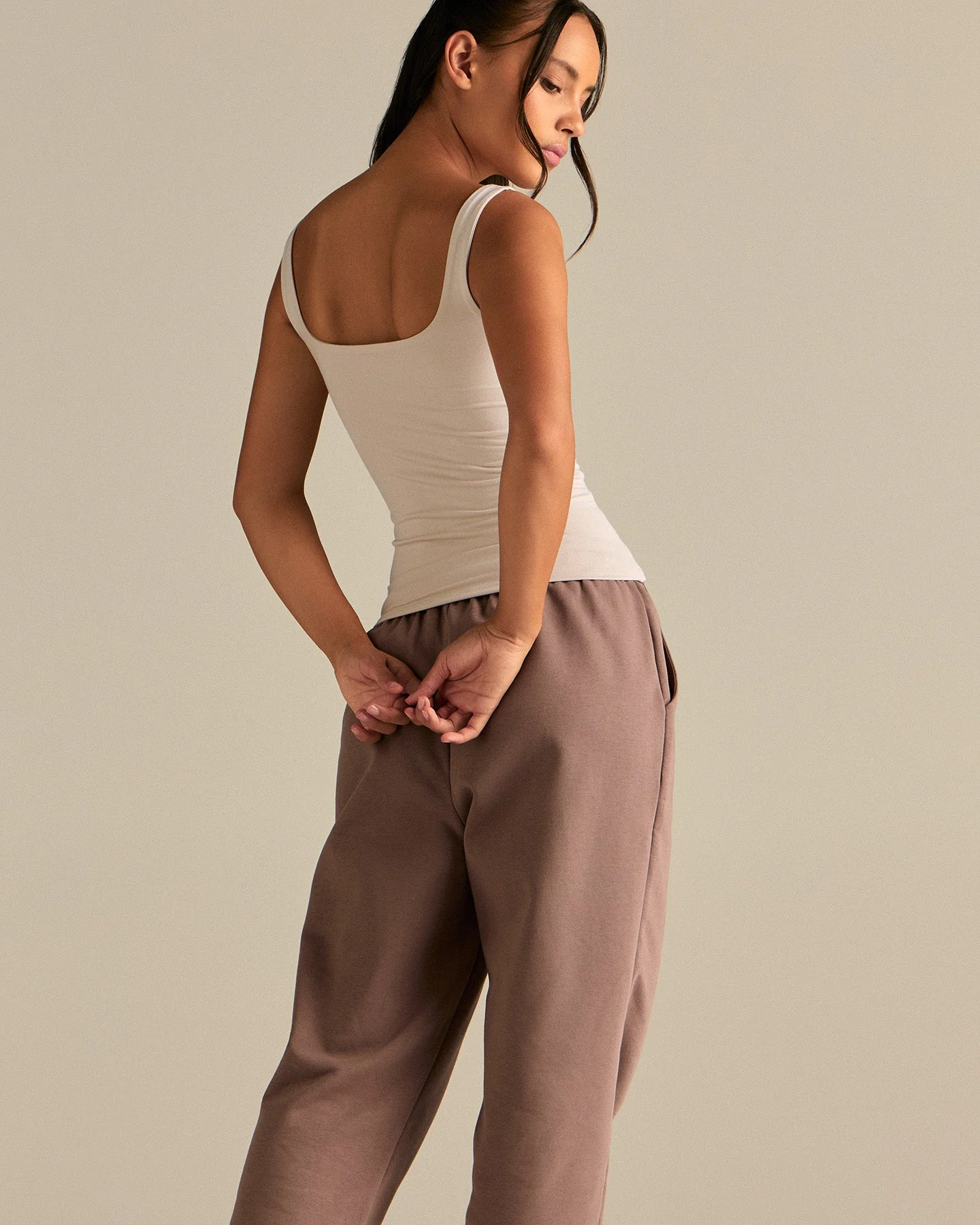 Smooth Contour Midi Square Neck Tank | Stone - Image 7